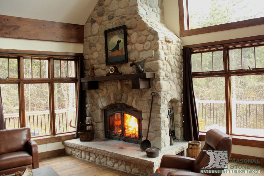 RIVER ROCK FIREPLACE